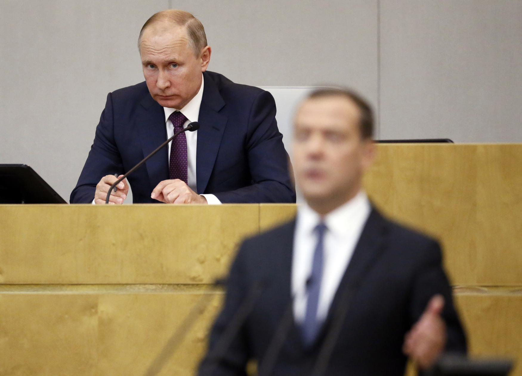 Ruský prezident Vladimir Putin a premiér Dmitrij Medvěděv