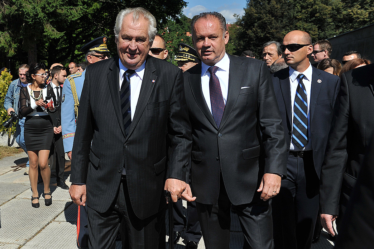 Slovensko oslava 70. výročí SNP, Miloš Zeman a Andrej Kiska (vpravo)