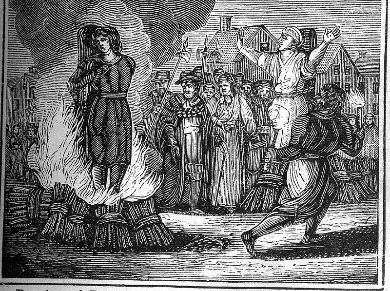 Upalování čarodějnice (ilustrace z 19. století)