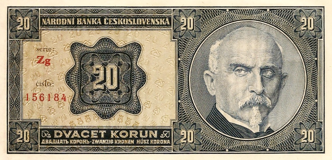 Alois Rašín na dvacetikorunové bankovce z roku 1926 Alois Rašín na dvacetikorunové bankovce z roku 1926