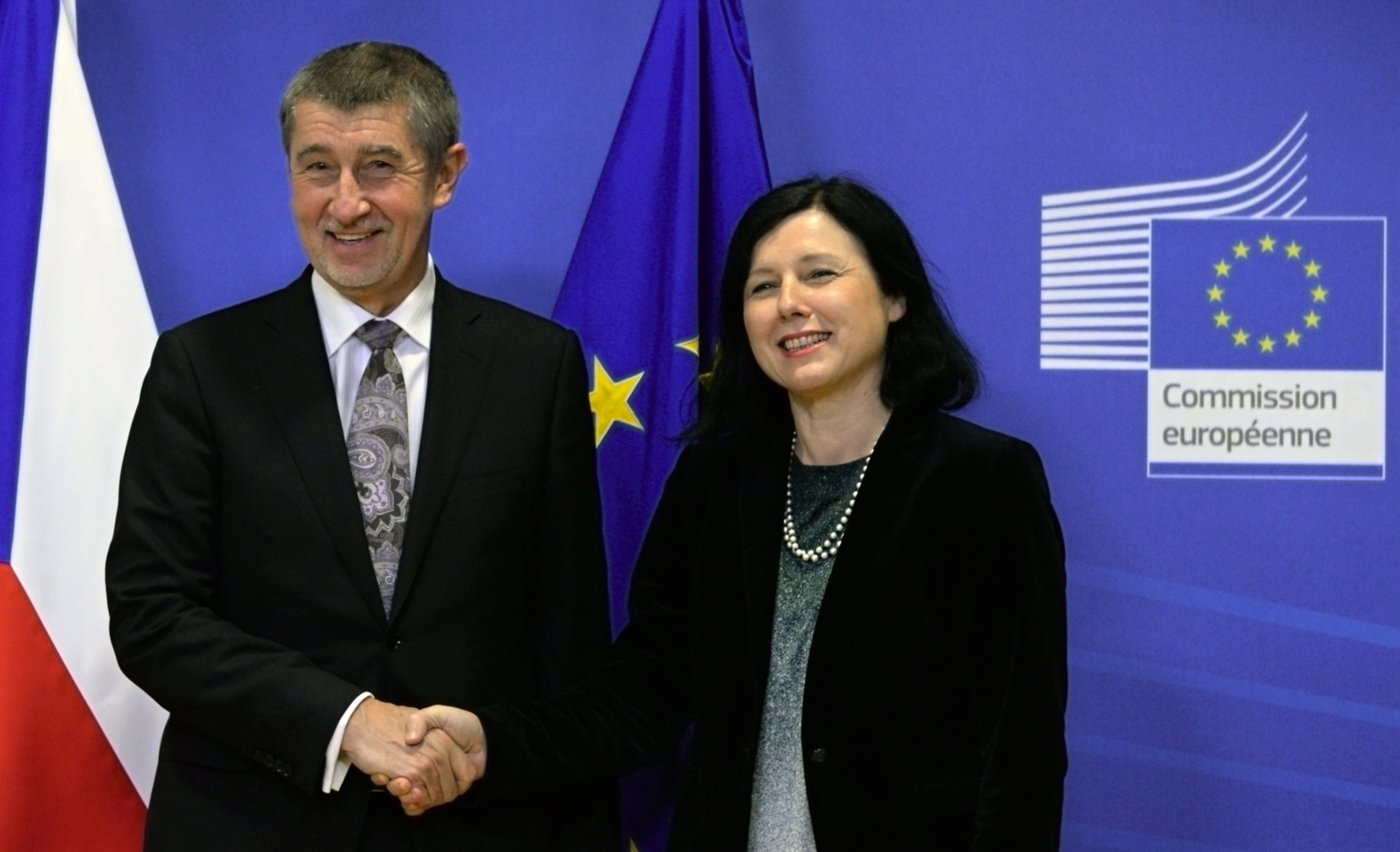 Český premiér Andrej Babiš se v Bruselu setkal s eurokomisařkou pro spravedlnost Věrou Jourovou