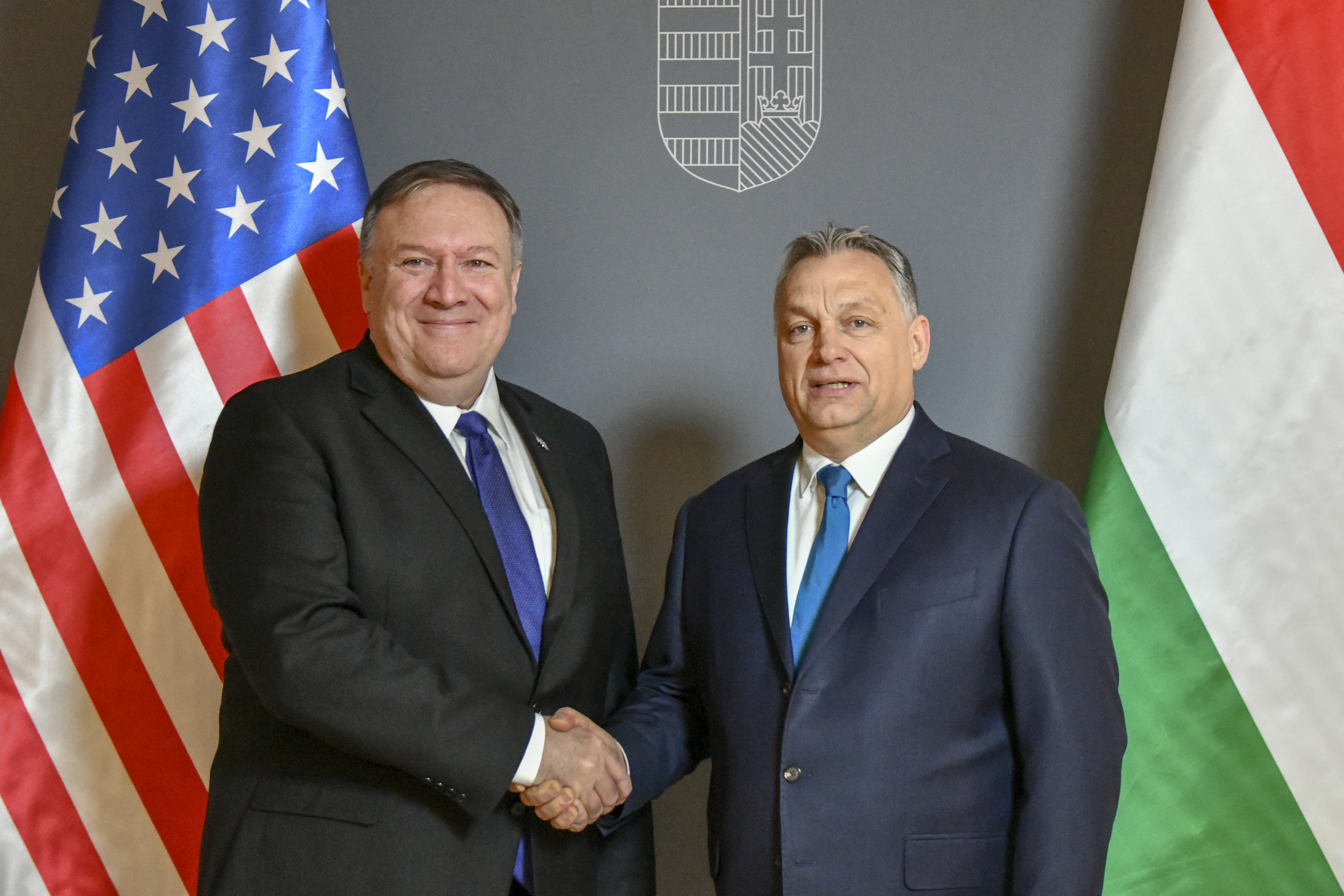Americký ministr zahraničí Mike Pompeo a maďarský premiér Viktor Orbán