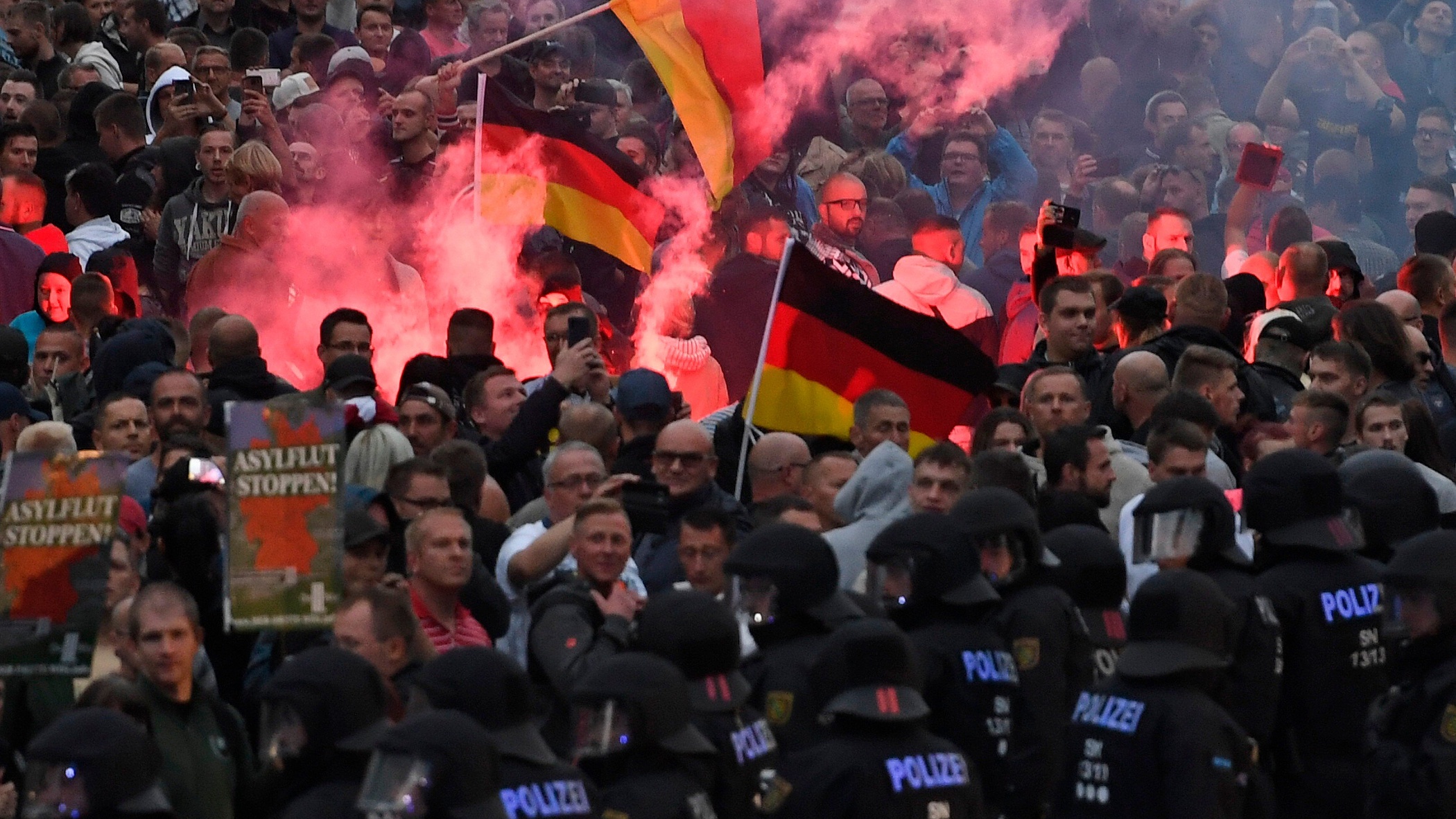 Protesty v saském městě Chemnitz