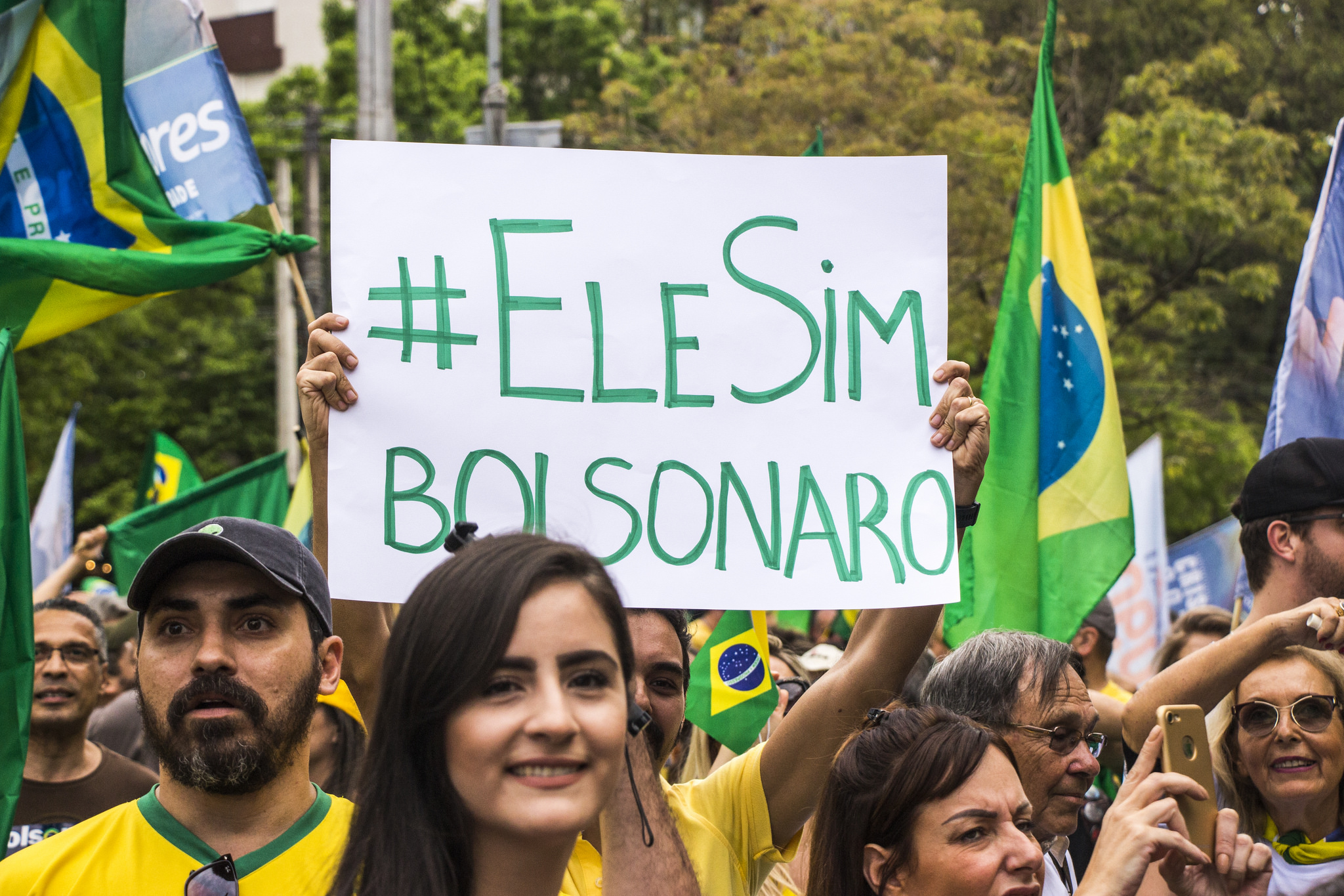 Demonstrace příznivců brazilského prezidentského kandidáta Jaira Bolsonara