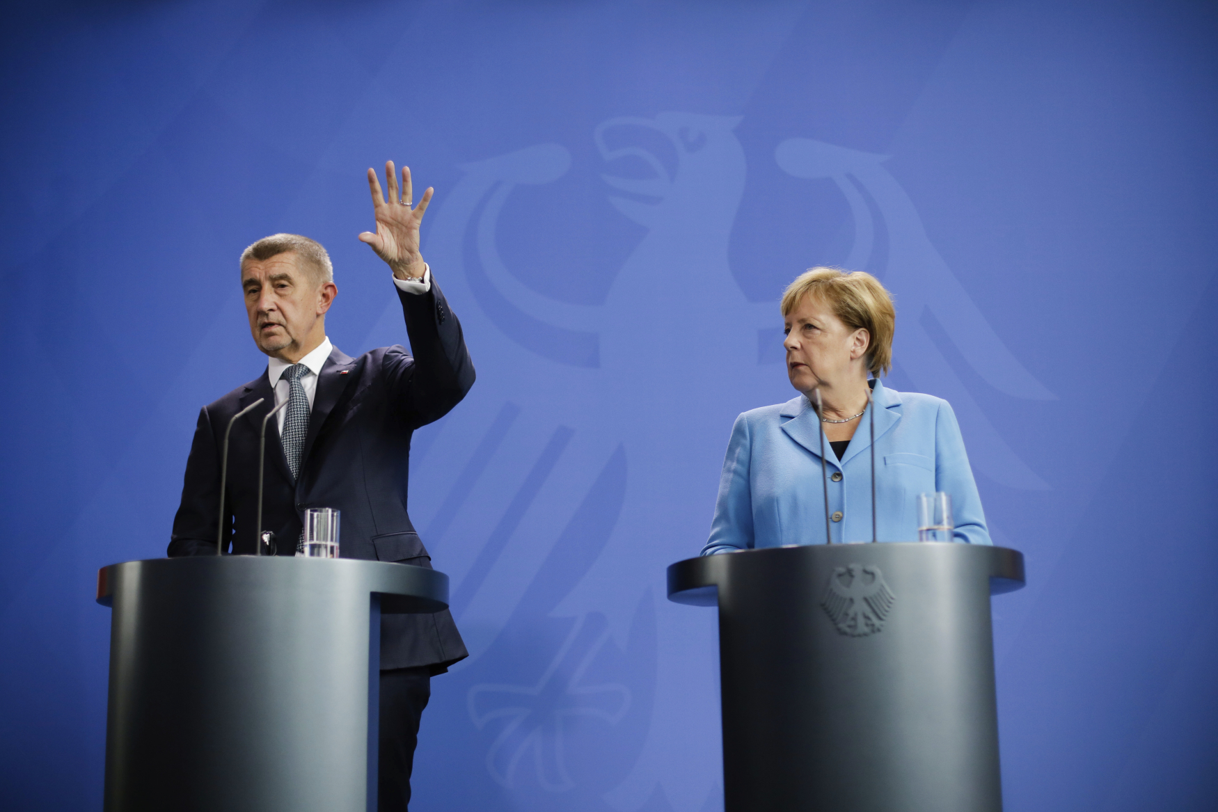 Andrej Babiš a Angela Merkelová v Berlíně