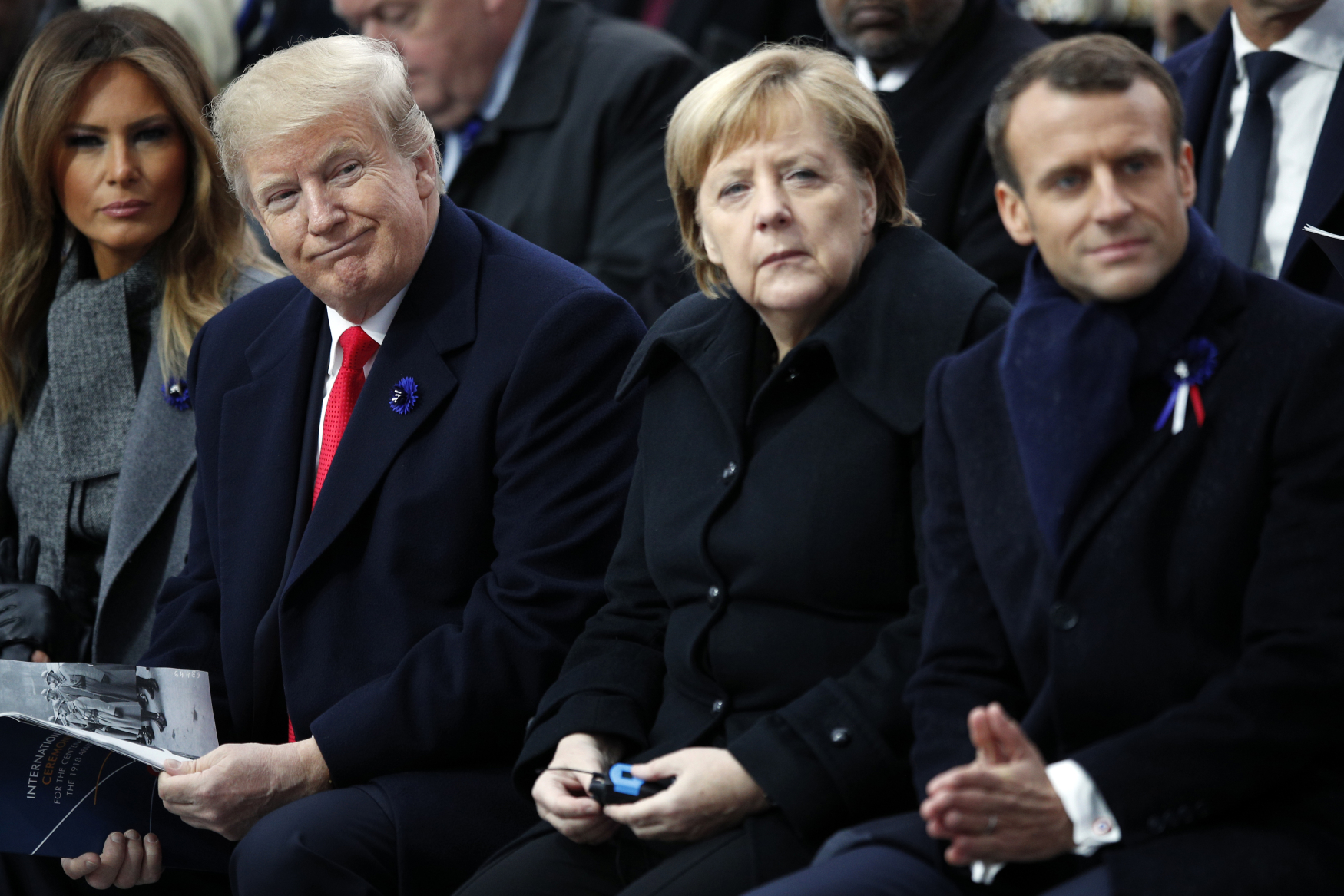 Oslav stého výročí konce první světové války se v Paříži zúčastnili Donald Trump, Angela Merkelová a Emmanuel Macron