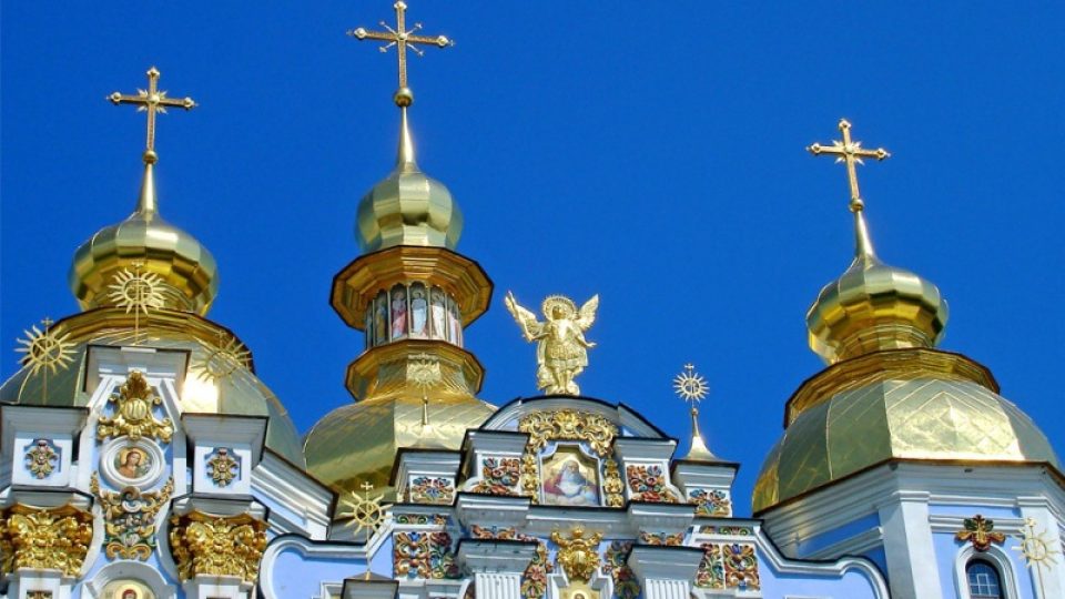 Michajlovská katedrála v Kyjevě září
