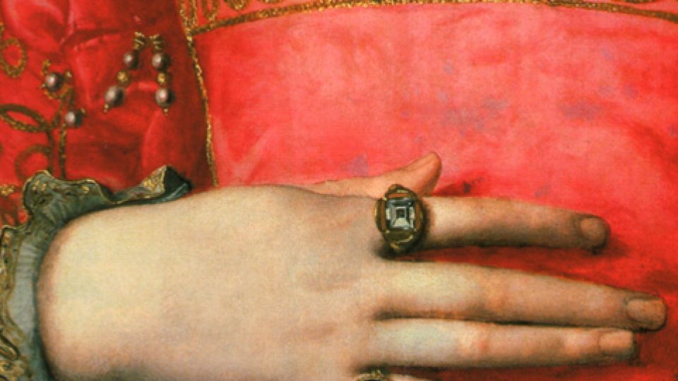 Agnolo Bronzino:Detail portrétu Eleonory z Toleda