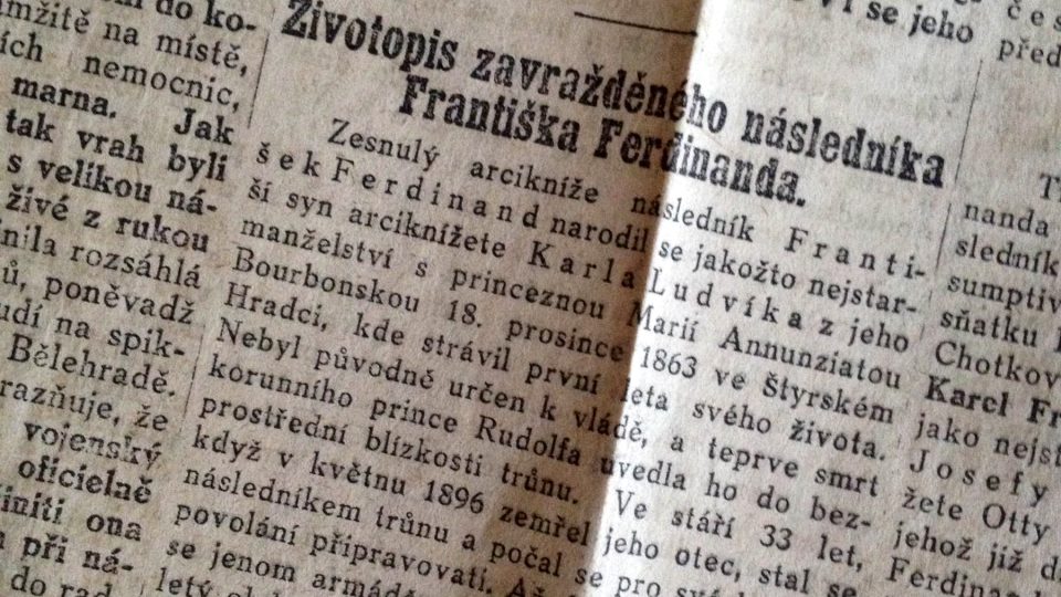 Národní listy ze dne 29. června 1914 - Životopis zavražděného následníka trůnu