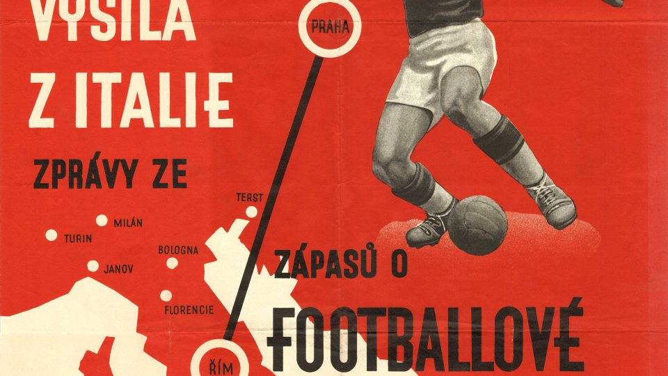 Rozhlasový plakát – fotbalové mistrovství světa, 1934
