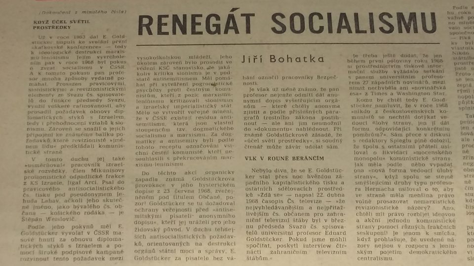 Denunciační seriál v časopise Tribuna, rok 1973
