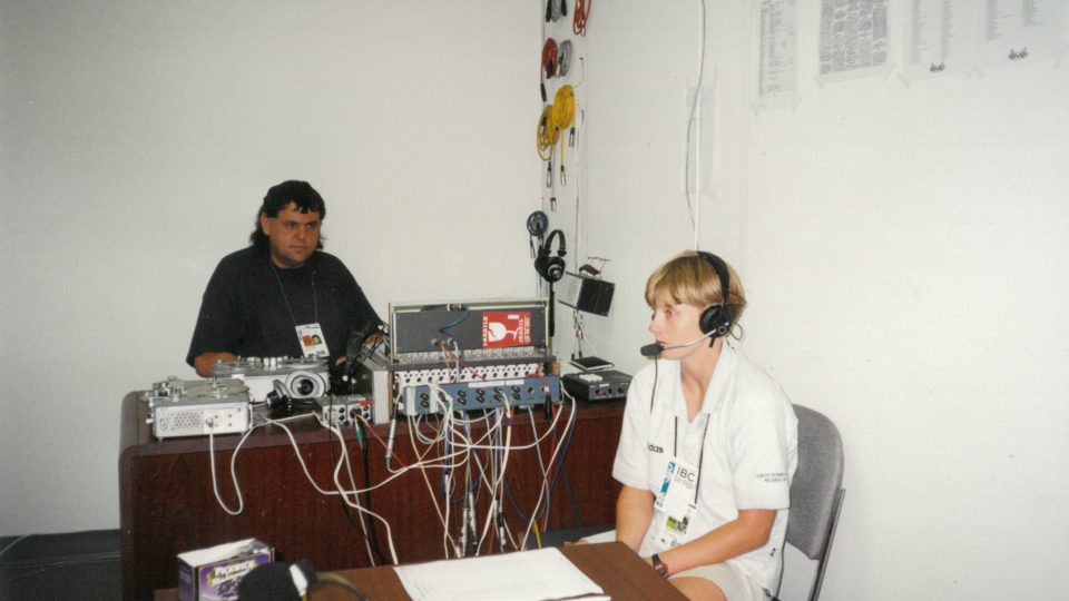 Zlatá vodní slalomářka Štěpánka Hilgertová při rozhovoru pro Radiožurnál na LOH v Atlantě, 1996