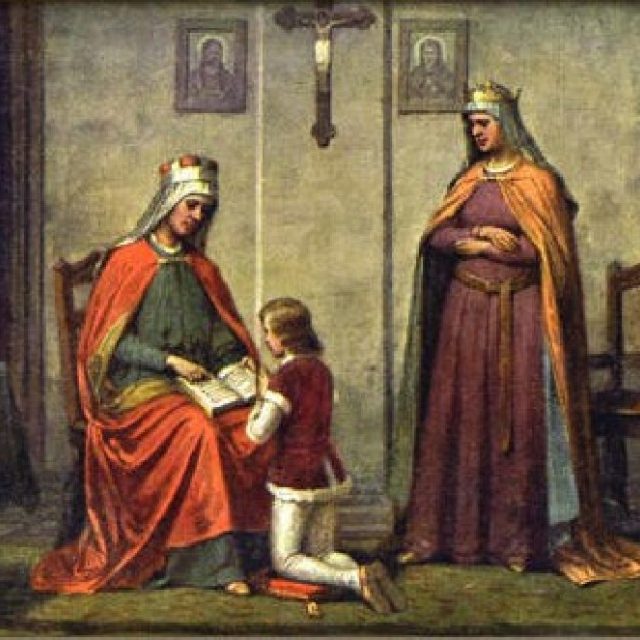 Josef Mathauser: Kněžna Drahomíra,  kníže Václav a Ludmila | foto: licence Public Domain,  volné dílo