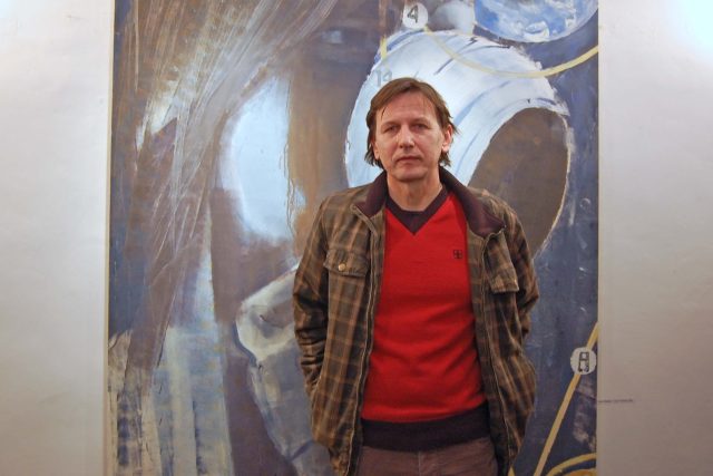 Daniel Balabán na své výstavě El a OP v pražské Galerii Millennium | foto: Helena Petáková