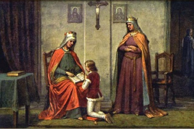 Josef Mathauser: Kněžna Drahomíra,  kníže Václav a Ludmila | foto: licence Public Domain,  volné dílo