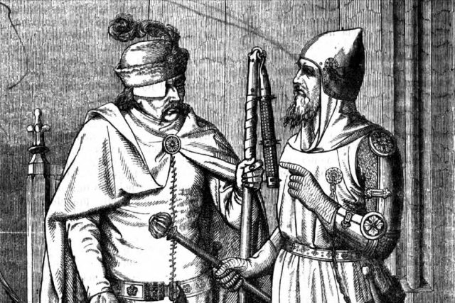 Jan Žižka z Trocnova  (vlevo) | foto: Kniha Vypsání husitské války  (vydáno 1868,  ilustrace Petr Maixner)