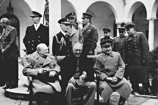 Jaltská konference,  únor 1945,  zleva Winston Churchill,  Franklin D. Roosevelt a Josif Stalin | foto:  National Archives and Records Administration