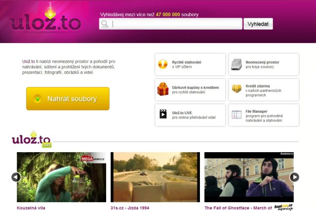 Screenshot homepage Uloz.to | foto: server Uloz.to