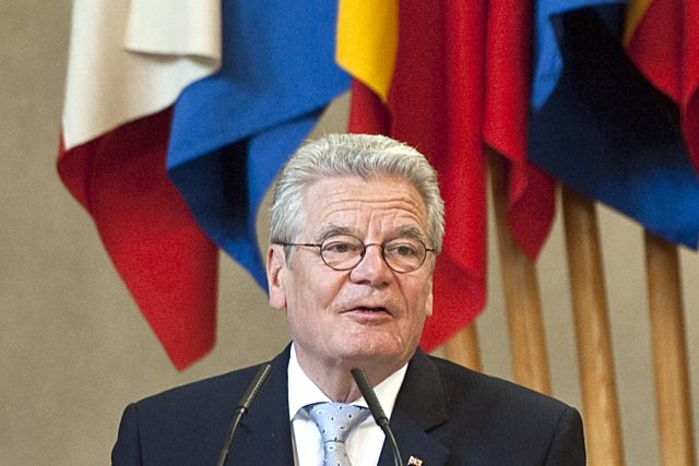 Joachim Gauck na slavnostním shromáždění,  Univerzita Karlova | foto: Filip Jandourek
