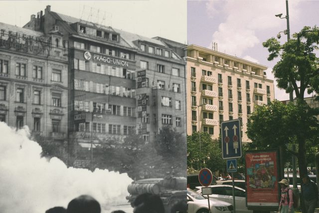 Jedna z prvních ukázek funkcionalistické architektury v Praze. Stojí v horní části Václavského náměstí od roku 1927 | foto: Eliška Háková,  Jan Kolář