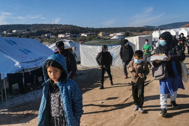 Uprchlický tábor na ostrově Lesbos | foto: Fotobanka Profimedia