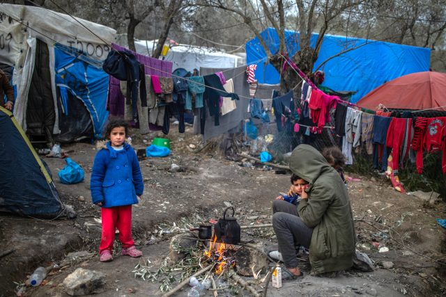 Uprchlíci v táboře Moria na ostrově Lesbos,  Řecko | foto: ČTK/DPA/Angelos Tzortzinis