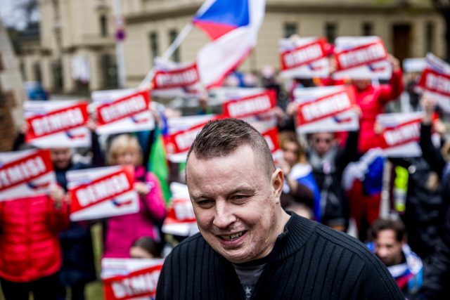 Jindřich Rajchl na protivládní demonstraci | foto: Petr Topič,  MAFRA / Profimedia