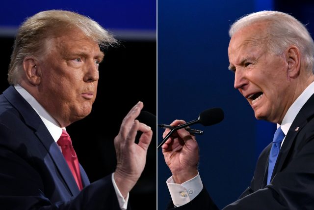 Donald Trump a Joe Biden v předvolebním klání amerických voleb | foto: Fotobanka Profimedia