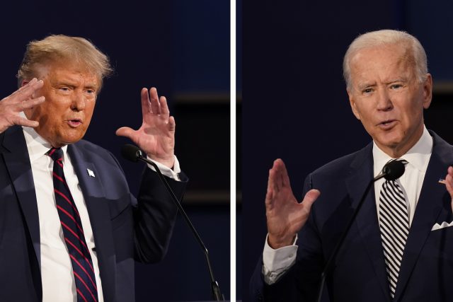 První prezidentská debata kandidátů na amerického prezidenta Donalda Trumpa a Joea Bidena | foto: Patrick Semansky,  ČTK/AP