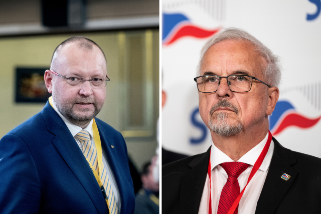 Místopředseda Sněmovny Jan Bartošek  (KDU-ČSL) a europoslanec Ivan David  (SPD). | foto: Koláž Český rozhlas