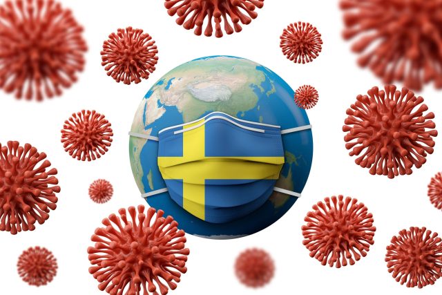 Švédsko a koronavirus COVID-19  (Sweden flag protective medical mask) | foto: Fotobanka Profimedia