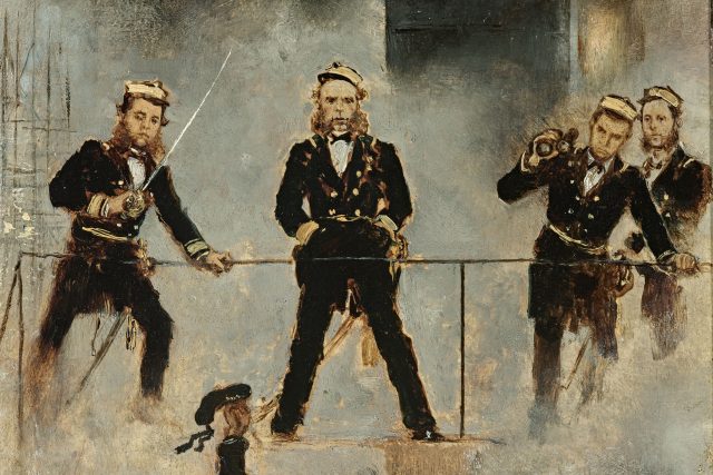 Rakouský kontradmirál Wilhelm von Tegetthoff v námořní bitvě u chorvatského ostrova Vis,  jak ho zobrazil Anton Romako 1880/1882  (olej na desce) | foto: Johannes Stoll,  Belvedere,  Wien,  CC BY-NC-SA 4.0