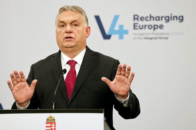 Viktor Orbán po jednání premiérů Visegrádské čtyřky v prosinci 2021 | foto: Fotobanka Profimedia