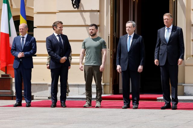 Vrcholní evropští politici na návštěvě v Kyjevě | foto:  Ludovic Marin,  ČTK/AP
