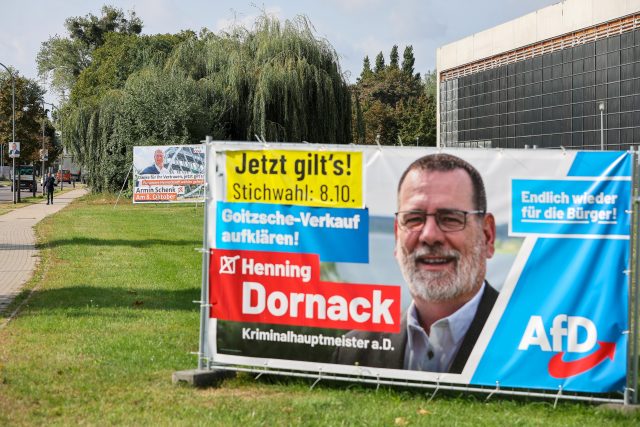 Předvolební billboard německé Alternativy pro Německo | foto:  Jan Woitas,  ČTK / DPA