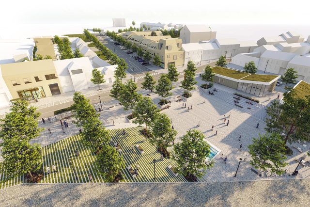 Vítězný návrh na rekonstrukci náměstí Karla IV. v Brně-Líšni | foto: P. P. Architects