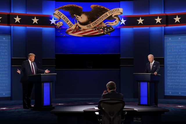 První prezidentská debata kandidátů na amerického prezidenta Donalda Trumpa a Joea Bidena | foto: Patrick Semansky,  ČTK/AP