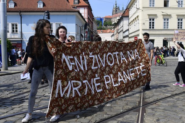 Stávka studentů za lepší ochranu klimatu a snižování emisí | foto: Roman Vondrouš,  ČTK