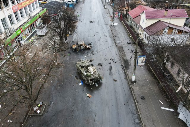 Město Borodjanka severozápadně od Kyjeva čelí v posledních dnech ruským útokům | foto: Reuters