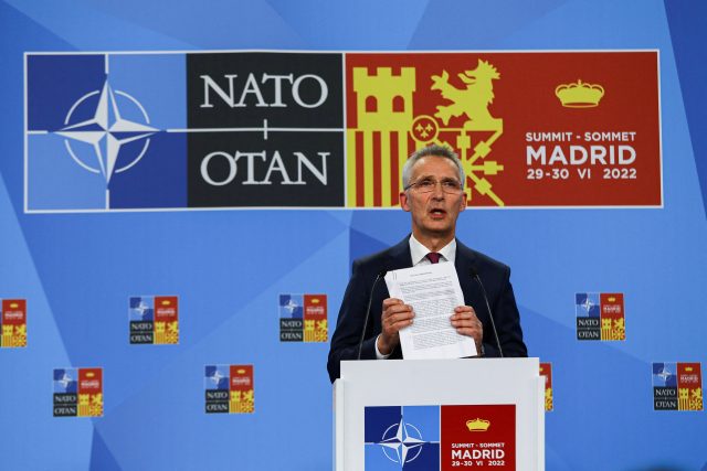 Generální tajemník NATO Jens Stoltenberg na summitu Severoatlantické aliance v Madridu. | foto: Violeta Santos Moura,  Reuters