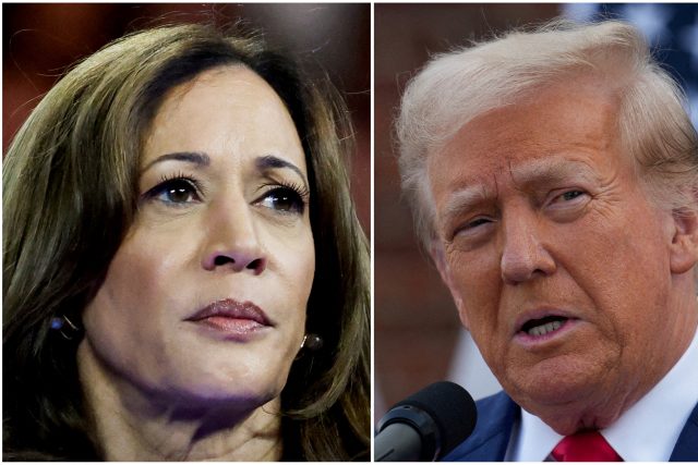 Kandidáti na americkou prezidentku a prezidenta Kamala Harrisová a Donald Trump | foto: Marco Bello,  Jeenah Moon,  Reuters