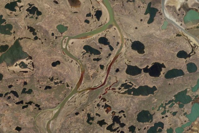 Satelitní snímek od Evropské kosmické agentury znečištěné oblasti u Norilsku | foto: ČTK/AP