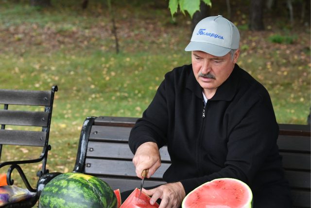 Běloruský prezident Alexandr Lukašeno věří,  že koronavirus lze přemoci cibulí,  česnekem či prací na poli | foto: Andrei Stasevich/BelTA/TASS/,  Profimedia