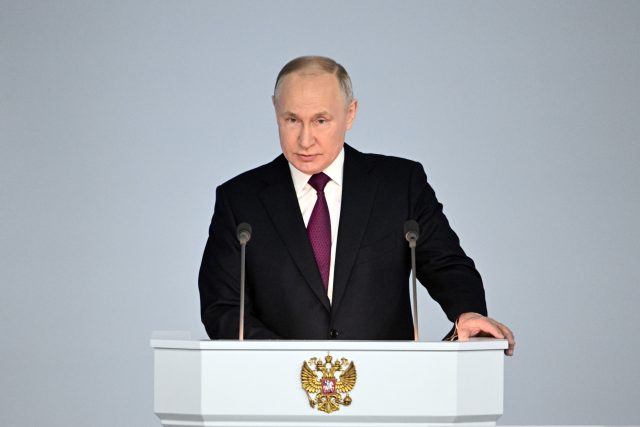 Ruský prezident Vladimir Putin během projevu k ruskému federálnímu shromáždění | foto: Profimedia