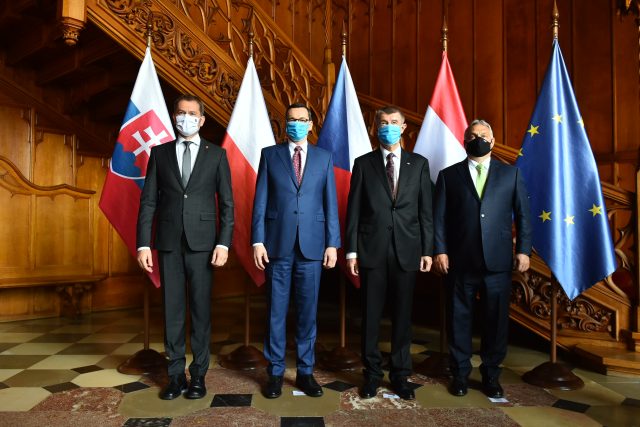 V4: Matovič,  Morawiecki,  Babiš,  Orbán | foto: Úřad vlády ČR