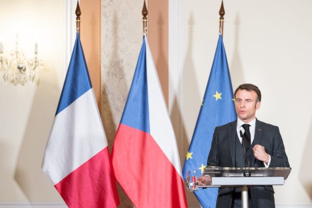 Francouzský prezident Emmanuel Macron v Praze | foto: Zuzana Jarolímková,  iROZHLAS.cz