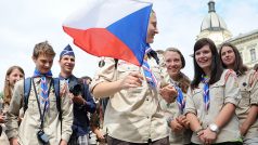 Čeští skauti před odjezdem na Jamboree ve Švédsku