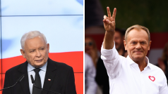 Lídři hlavních polských stran Jaroslaw Kaczyński (vlevo) a Donald Tusk