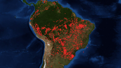 Rozšíření požárů v Jižní Americe.
