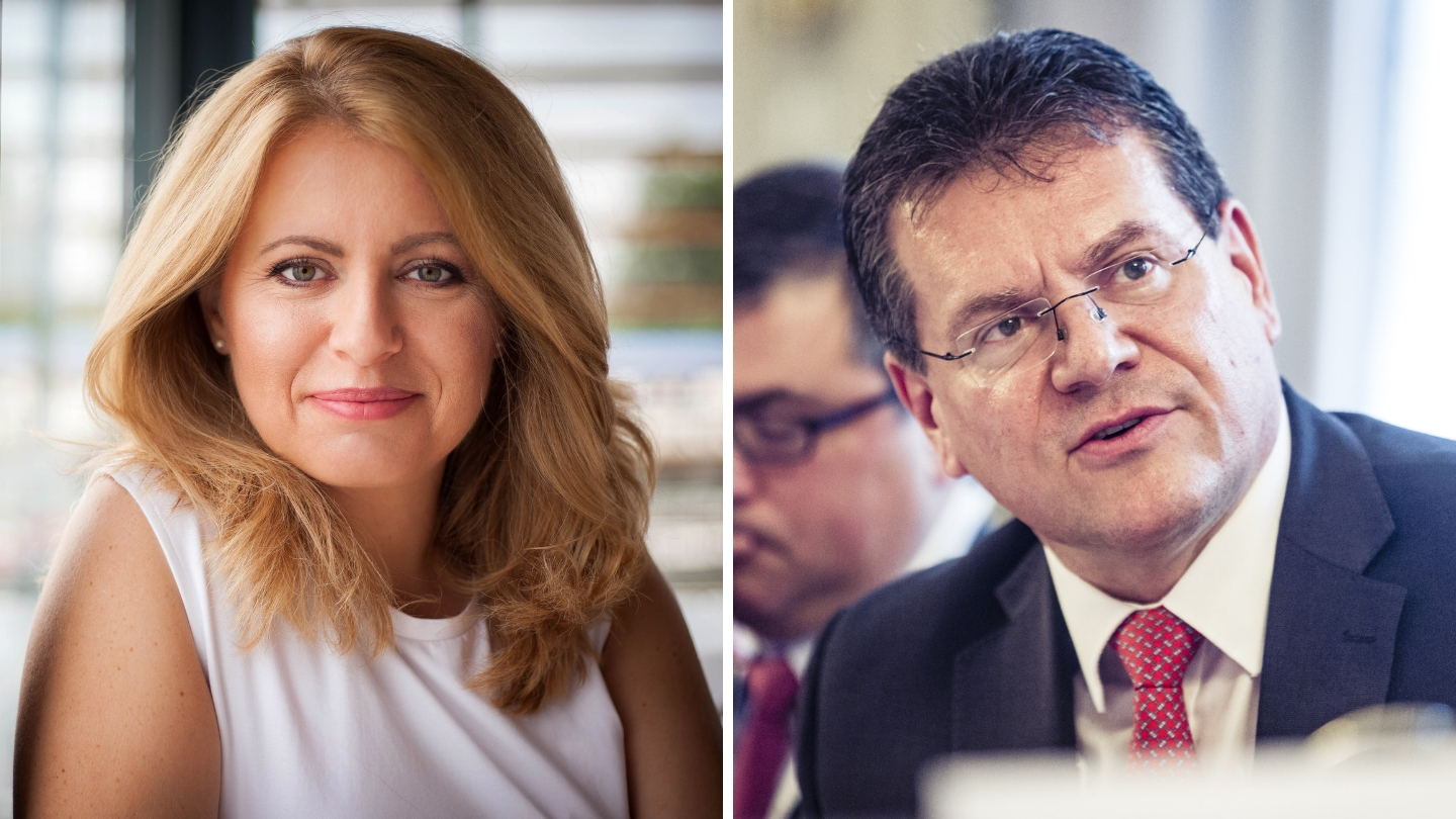 Kandidáti na prezidenta Slovenska Zuzana Čaputová a Maroš Šefčovič